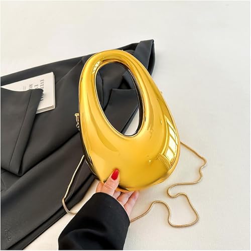 Image of Metallic Acrylic Evening Handbag for Women | Crossbody Sling Bags with Detachable Chain Strap Glossy Stylish Ladies Girls Small Size Cute Party Wedding Bag