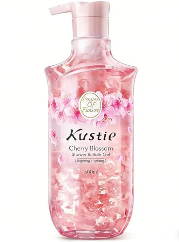 Kustie Body Wash with Cherry Blossom Petal & Extracts - Niacinamide - Gentle Shower Gel, Moisturizing & Softens Skin with Hyaluronic Acid, Antioxidant-Rich for Sensitive Dry Skin, 16.9 fl oz
