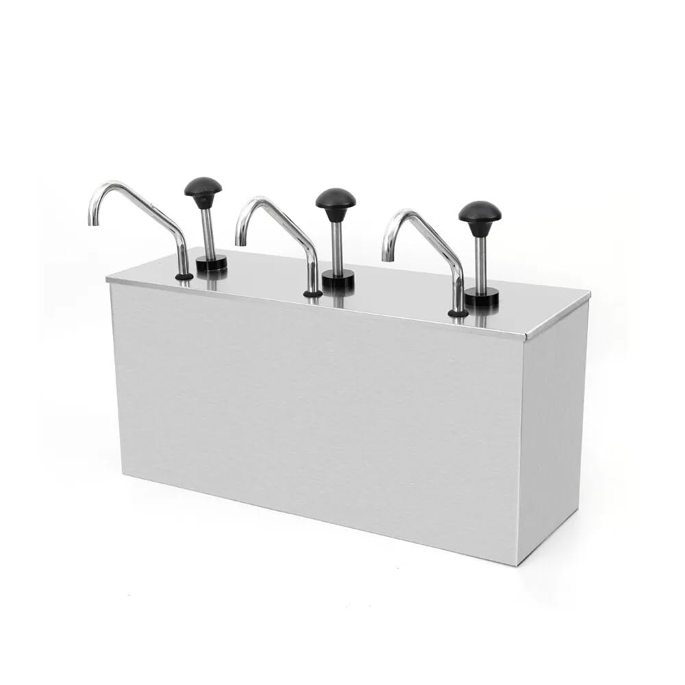 Dispenser per salse in acciaio inox, 3 teste da 4 l, dispenser per salsa di soia, fast food, pompa per uso a buffet e ristorante