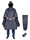 iClimb Hooded 3M Thinsulate Insulation Warm Camping Blanket Wearable Poncho Ultralight Compact (Dark Grey, 1.5 lb)