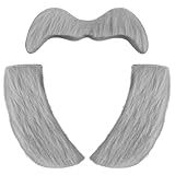 EMORBALS Fake Mustache, Fake Sideburns, Self-Adhesive Grey Beard Costume for Teens and Adults(Gray)
