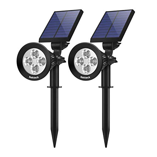 Nekteck 2 Pack Solar Lights,2-in-1 Outdoor Solar Spotlights Powered Adjustable Wall Light Landscape