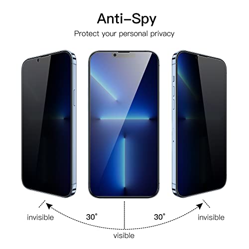 JETech iPhone 13 ProMax (13 Pro Max 6.7 inch only) Privacy Film Full Body Protection Anti-Peeking Tempered Glass Film Full Coverage No Interference with Case (Set of 2)