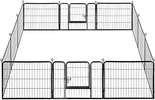 Yaheetech 16 Panel Dog Playpen 63cm High Heavy Duty Pet Pen for Puppy/Rabbit/Cat/Small Animals Metal Exercise Fence Barrier for Indoor/Outdoor
