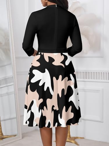Image of PinkPatty Women's Casual A-line Midi Dresses 3 /4 Sleeve V Neck Fit and Flare Dress with Pockets