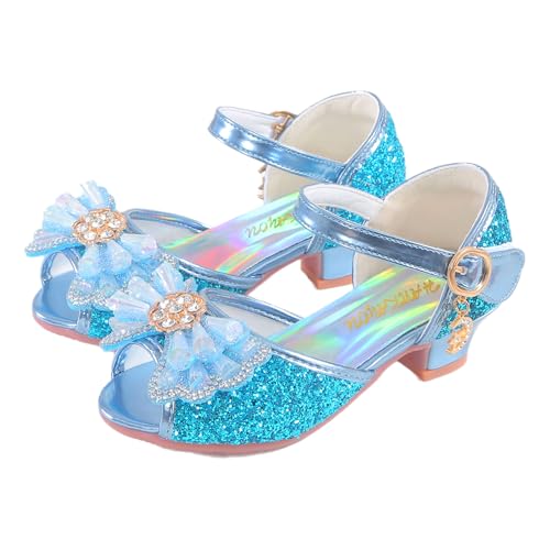 ALPHELIGANCE Girls Dress Princess Shoes Sparkly Glitter Ballet Flats for Toddler/Kids Party Wedding Dress Up(096-B5Blue28)