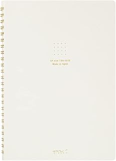 DESIGNPHIL Midori 15331006 Notebook, Ring Notebook, Color, Dot Square, White, A5