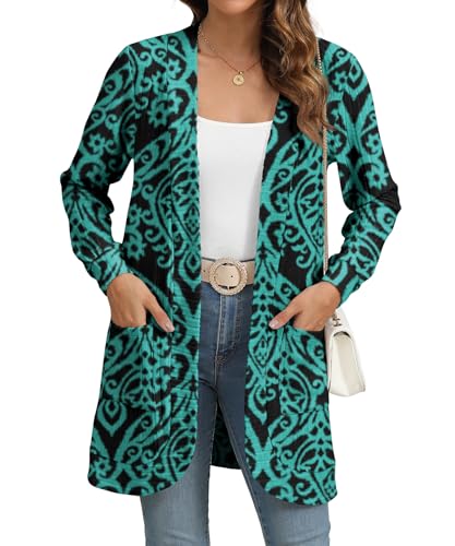Image of YSYOKOW Cardigan Sweaters for Women Long Sleeve Open Front with Pockets | Long Cardigans for Women Lightweight Soft Casual Dressy Loose Fit Cardigan Sweater with Pockets for Work and Office