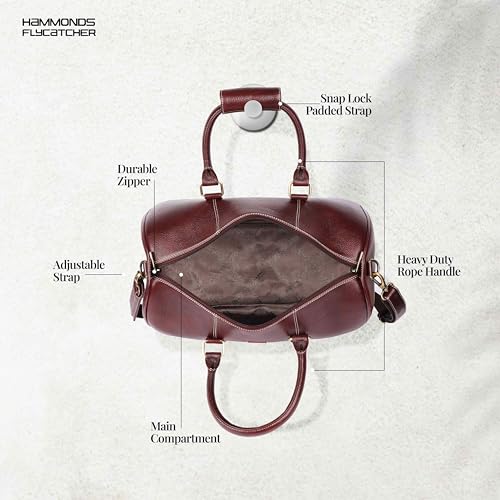 HAMMONDS FLYCATCHER Duffle Bag for Travel (18") - Genuine Leather, Water-Resistant -Ideal Cabin Bag for Flight -Men and Women's Weekender Travel Bag for Luggage (18 Inch, Brown)