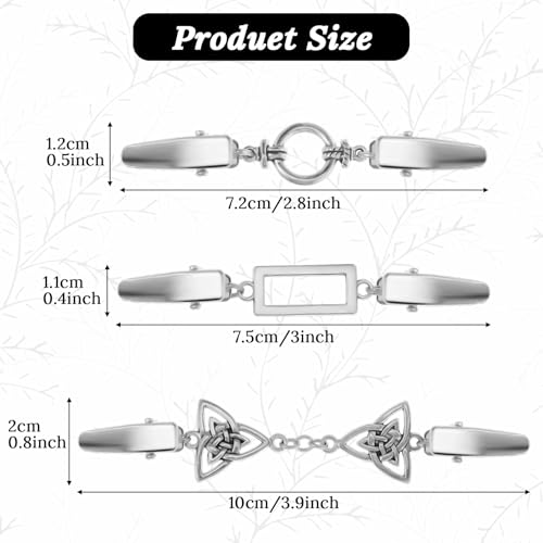 Image of Piriuuo 3 Pcs Vintage Dress Clips Back Cinch, Shawl Sweater Brooch Shirt Clips for Women Clothing Waist Cincher Clip Retro Cardigan Collar Clips Scarf Clip for Women Girls, 3 Styles, Silver
