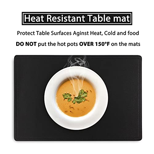 Faux-Leather-Placemats-PU-Table-Mats-Set-of-4-Waterproof-Stain-Resistant-Heat-Resistant-Non-Slip-Easy-to-Clean-for-Kitchen-Dining-TableConference-Table-C-Black-Rectangle Faux Leather Placemats PU Table Mats Set of 4 Waterproof Stain Resistant Heat Resistant Non Slip Easy to Clean for Kitchen Dining TableConference Table C Black Rectangle