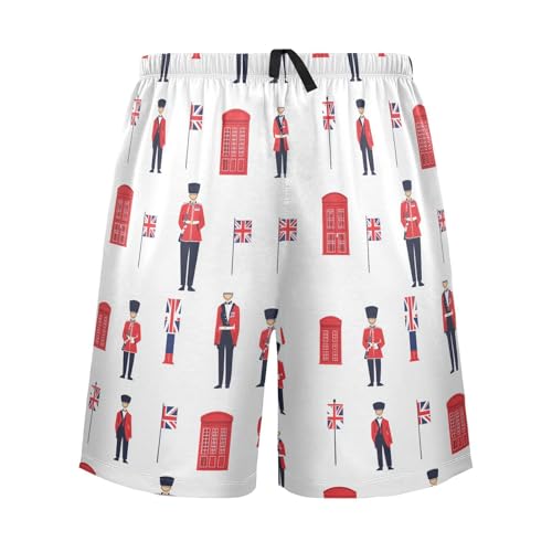 Pajama Shorts for Men with Pockets British Flag Soldier Mens Pajama Bottoms Soft Lounge Sleepwear2