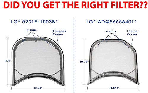 Filtre anti-peluches robuste Nispira pour modèle LG Electronics 5231EL1003B