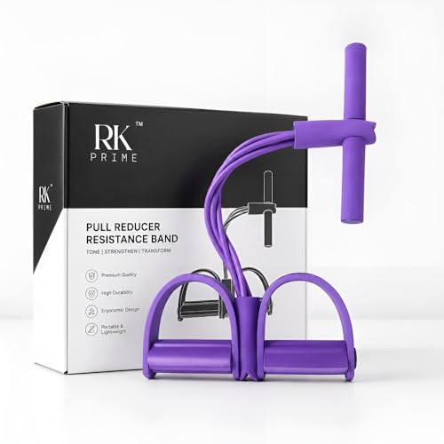 Image of RK Prime Pull Reducer Resistance Band - 4 Tube Yoga Pedal Puller for Tummy, Waist & Full Body Workout | Natural Rubber | Arm & Leg Exercise | Home Gym | Men & Women