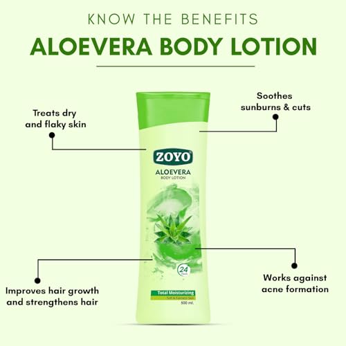 Image of ZOYO Hydrating Aloe Vera Body Lotion | Soothing & Moisturizing | Dry Skin Relief | Sunburn Soothing | Sulfate & Cruelty-Free | For All Skin Types | 500ml