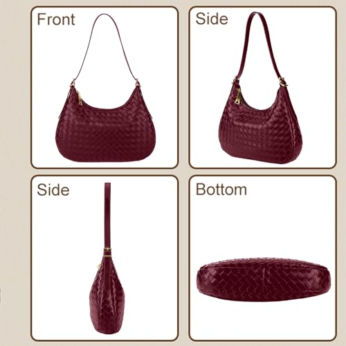 Shoulder Handbags for Women Crossbody Woven Leather Tote Shoulder Bag Purse Hobo Lightweight With Zipper Adjustable Strap4