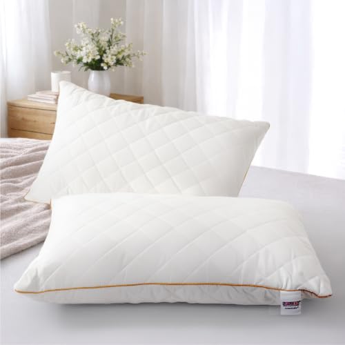 Image of Spaces Quilted Microfiber 105 GSM Plain Pillow Fillers Set of 2 | Reversible, Breathable & Lightweight - 43 x 68 Cm - White