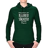 Jimmys Textilfactory Hoodie Mehr Räubertöchter, weniger Prinzessin Kinderfilme 12 Farben XS-3XL Lönneberga Lindgren Räuber Hotenplotz Pippi Langstrumpf, Farbe:dunkelgrün - Logo Weiss, Größe:3XL