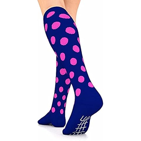 Go2 Compression Socks for Men Women Nurses Runners| Medium Compression Stockings… (BluePinkPolka, Medium) Cover