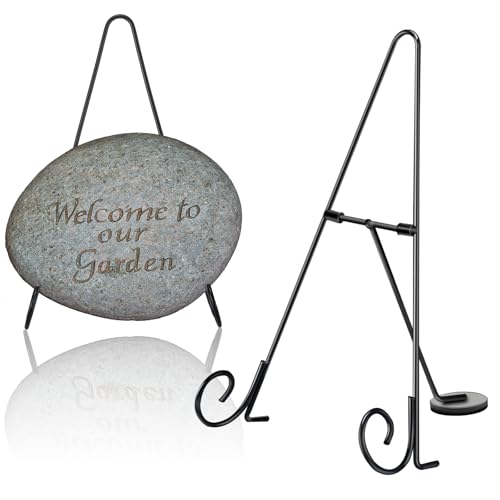 Yungyan Metal Garden Stone Easel for Christmas Yard Decoration 4' D x 7' W x 12' H Outdoor Stone Sturdy Display Stand for Xmas Party Indoor Garden Decor(1 Pcs)