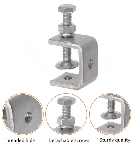 Image of Stainless Steel C Clamps, Mini Tiger Clamp Set for Mounting, Heavy Duty Metal U Clamps, Small Desk G-Clamp with 1.18 Inch Stable Wide Jaw Opening for Metal Working Woodworking Welding Building (4pcs)