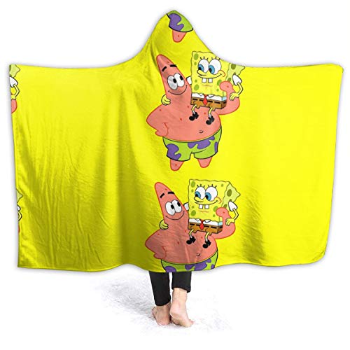 LIUYAN Fleece Hooded Blanket Spongebob and Patrick Star Throw Blanket for Adults Men Women Girls Boys Kids