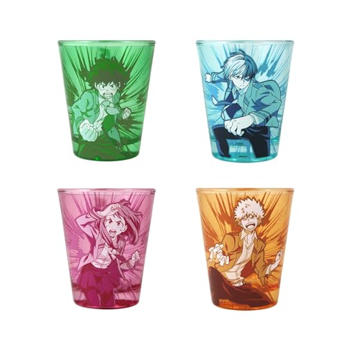 My Hero Academia mini glass set 2 Oz | Featuring Deku Ochaco Bakugo and Todoroki | For 14+ | MHA| Anime Shot Glass | Collective | Official Licensed By Just Funky