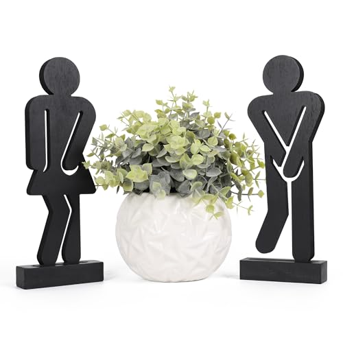 Litivy Set of 3 Farmhouse Bathroom Decor Signs Rustic Wooden