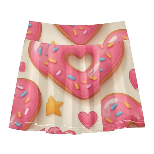 Joisal Cute Pink Donuts Athletic Shorts Girls Skorts Skirts with Shorts Blue Pink Pleated 3t