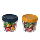 Cabilock Tarros de Vidrio con Tapa Hermética y Anillo Sellador Recipientes para Almacenar Alimentos y Granos Multifuncionales para Cocina y Oficina Colores Amarillo y Azul Capacidad cada