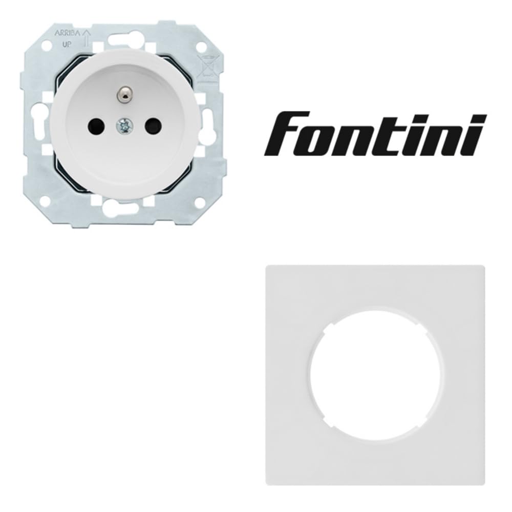 FONTINI - Lot De 6 Prises 2P+T - Plaques Blanc DOM