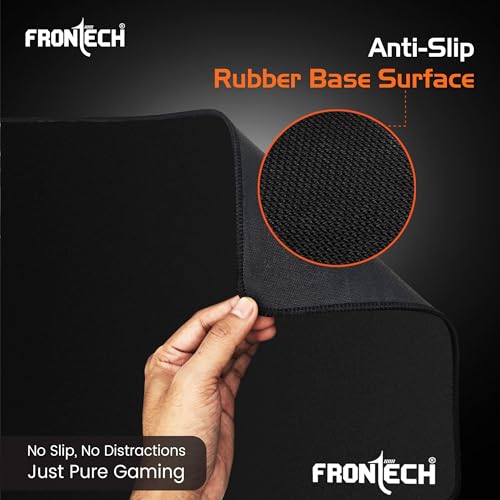 Image of FRONTECH Premium Gaming Mouse Pad | Extended Desk Mousepad with Anti-Slip Rubber Base, Stitched Edges | Water & Heat Resistant | Smooth & Precise Control (MSP-0059 Black)