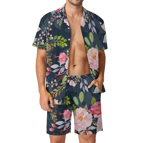 Chemise Hawaïenne Hommes Aquarelle Roses : l'ensemble anti-transpiration pour l'été