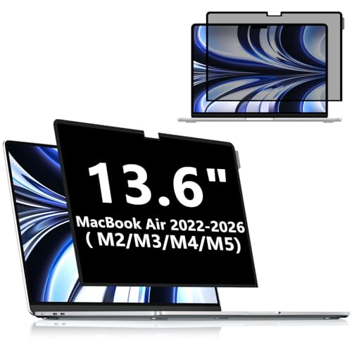 Image of FILMEXT MacBook Air M2 13.6-inch Screen Protector, Privacy Shield, 2022 Release (A2681), Polyethylene Terephthalate, 1 Piece | Model A3449 A3240 A3113 A2681, Removable Mac Air 13.6 inch Privacy Screen Shield Anti-Spy /Bubble Free /Easy On /Off