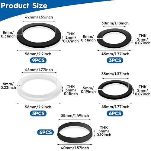 27 Stk Dichtung Waschbecken Ablauf Set, Hydraulische Gummidichtung, Dichtring Siebkorb, Waschbecken Abflussdichtungring, Silikon Dichtungsringe, für Entleerungsventile, Badewannen (5 Stile)