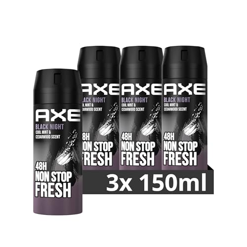 Axe Axe Spray Bodyspray Black Night sans sel en aluminium paquet de 3 x 150 ml