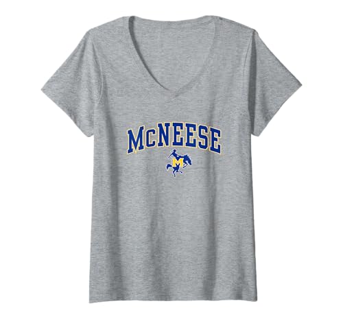 Womens McNeese State Cowboys Arch Over Logo Officially Licensed V-Neck T-Shirt