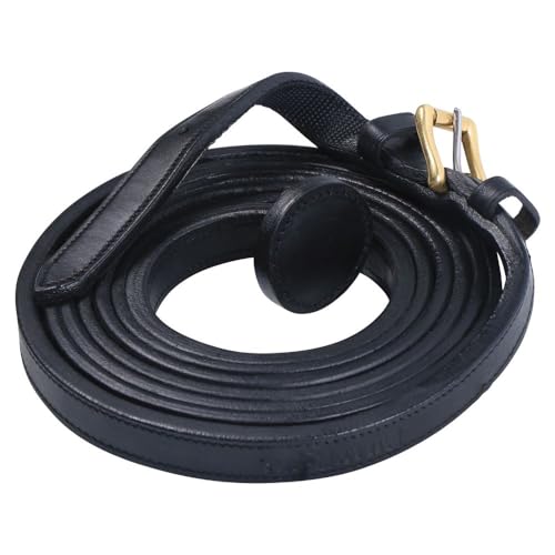 Billy Royal Flat Leather Show Lead | Color Black | Unrivaled Durability & Comfort | Ideal for Equestrian Enthusiasts | Extra-Long with Hand Stop
