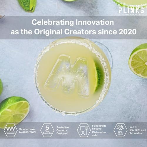 DrinksPlinks Letter M Ice Cube Mold - Custom Silicone Whiskey Ice Cubes Mold – Personalized Monogram M Large Tray for Cocktails & Initials Drinks - Big Bourbon Ice Cube Molds - Fun Customized Gifts