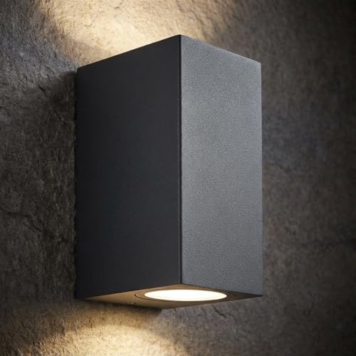 LASIDE Aussenleuchte Aussenlampe Wand Eckig, GU10 Anthrazit Aluminium Up...