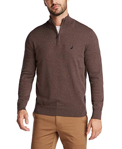 Nautica Men's Navtech Quarter-Zip Sweater, Sable Heather, Small