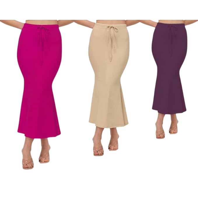 Image of Saree Shapewear Petticoat for Women | Fish Cut Mermaid Slim Fit Saree Shaper with Tummy Control & Side Slit | Stretchable Cotton Lycra Petticoat for Saree, Lehenga, Gown, Bridal Wear