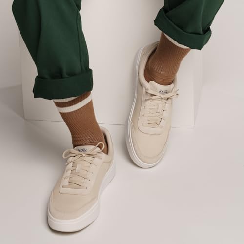 Kizik Slip On Sneakers: Prague - Court Style, 4-Way Stretch Canvas with Suede Details, Casual Shoes for Women & Men, Hands Free Convenience - Wide Width2