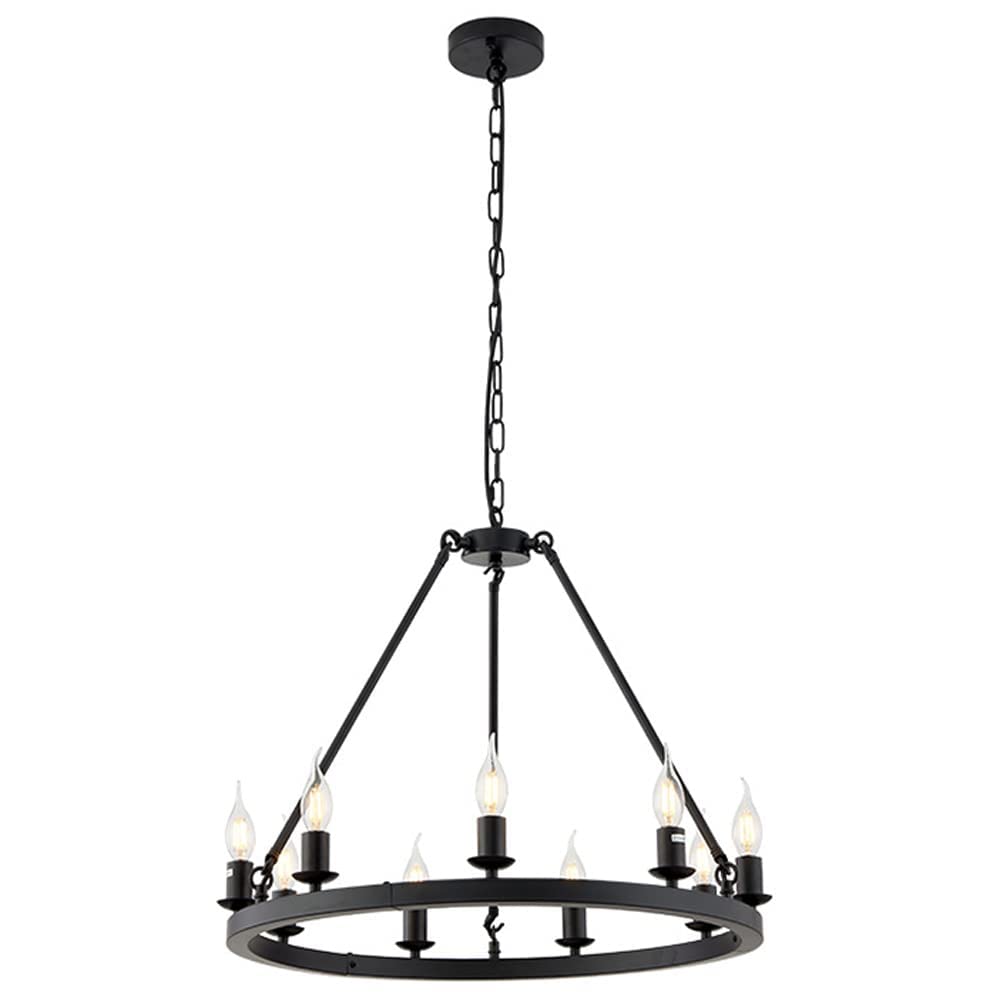 HXYSXHJUO Modern Wagon Wheel Entryway Light Fixture Ceiling Wrought Iron Chandelier Hanging Lamps For Hallway Dining Room Over Table 9 Lights