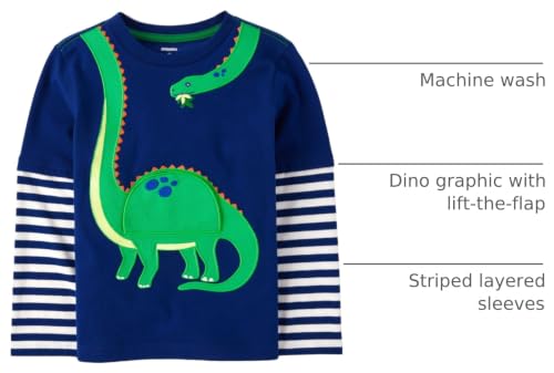 Image of Gymboree Boys and Toddler Embroidered Graphic Long Sleeve Layered T-Shirts