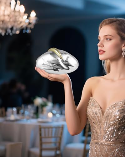 Image of Acrylic Silver Evening Clutch Purse for Women, Wedding Guest Clutch Metal Chain Shoulder Crossbody Bag
