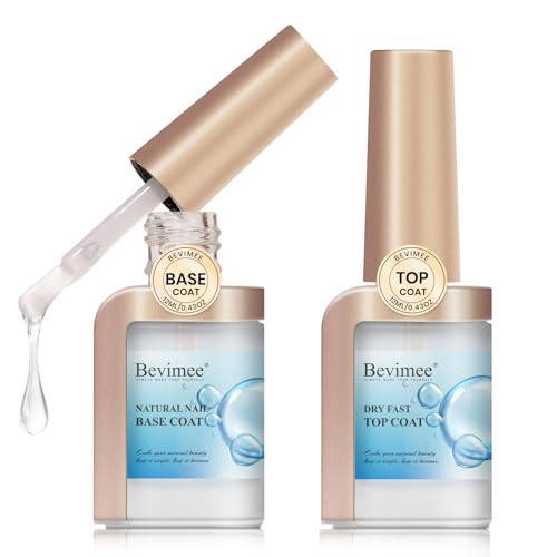 Bevimee Top Coat Base Coat Nail Polish Quick Dry, Clear