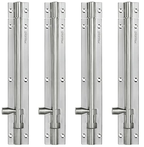 Image of Plantex Stainless Steel Tower Bolt /Tower Bolt for Home,Offices Doors and Windows /Tower Bolt for Main Door /Door Latch /Kundi /Chitakini /Door Latch for Windows - Pack of 4 (Matt Finish, 8 inch)