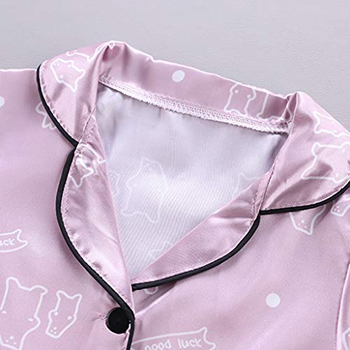 Baby Boy Girl Silk Summer 𝐏ajamas Set Cute Animals Print Satin 𝐍ightwear Lightweight Button-Down Top Pants 2pc 𝐏js3