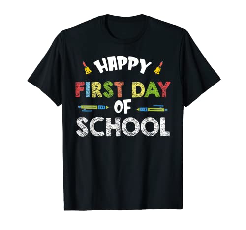 Feliz primer día de la escuela colorido profesor regalo de moda Camiseta